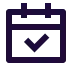 Calendar icon with a check mark inside indicating a scheduled or completed event.