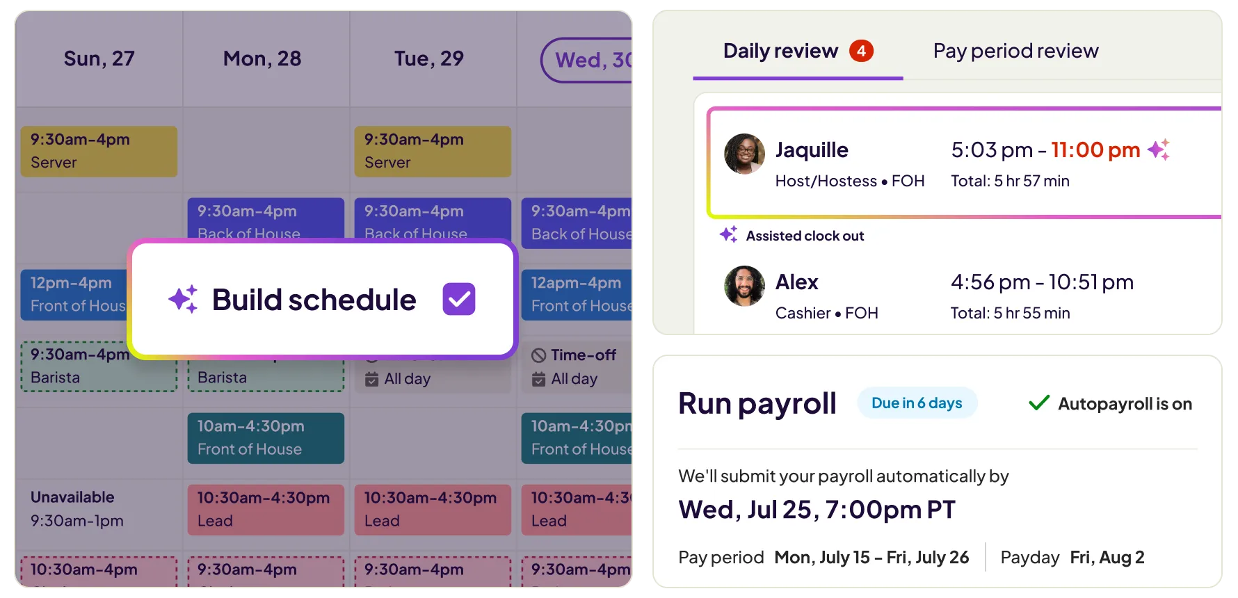 Homebase employee scheduling, time clock, and payroll software