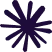 Claude AI logo with a symmetrical starburst design composed of rounded dark purple rays.