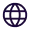 Blue globe icon with continents displayed in pixelated style.