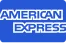 American Express logo in white text on a blue background.