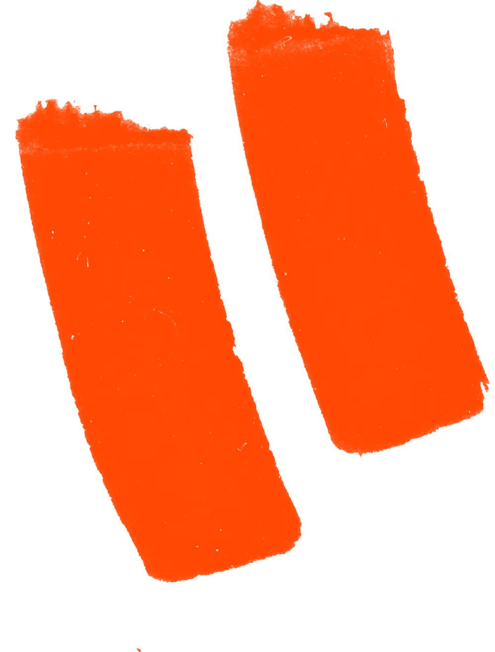 Two vertical orange brush strokes on a transparent background.