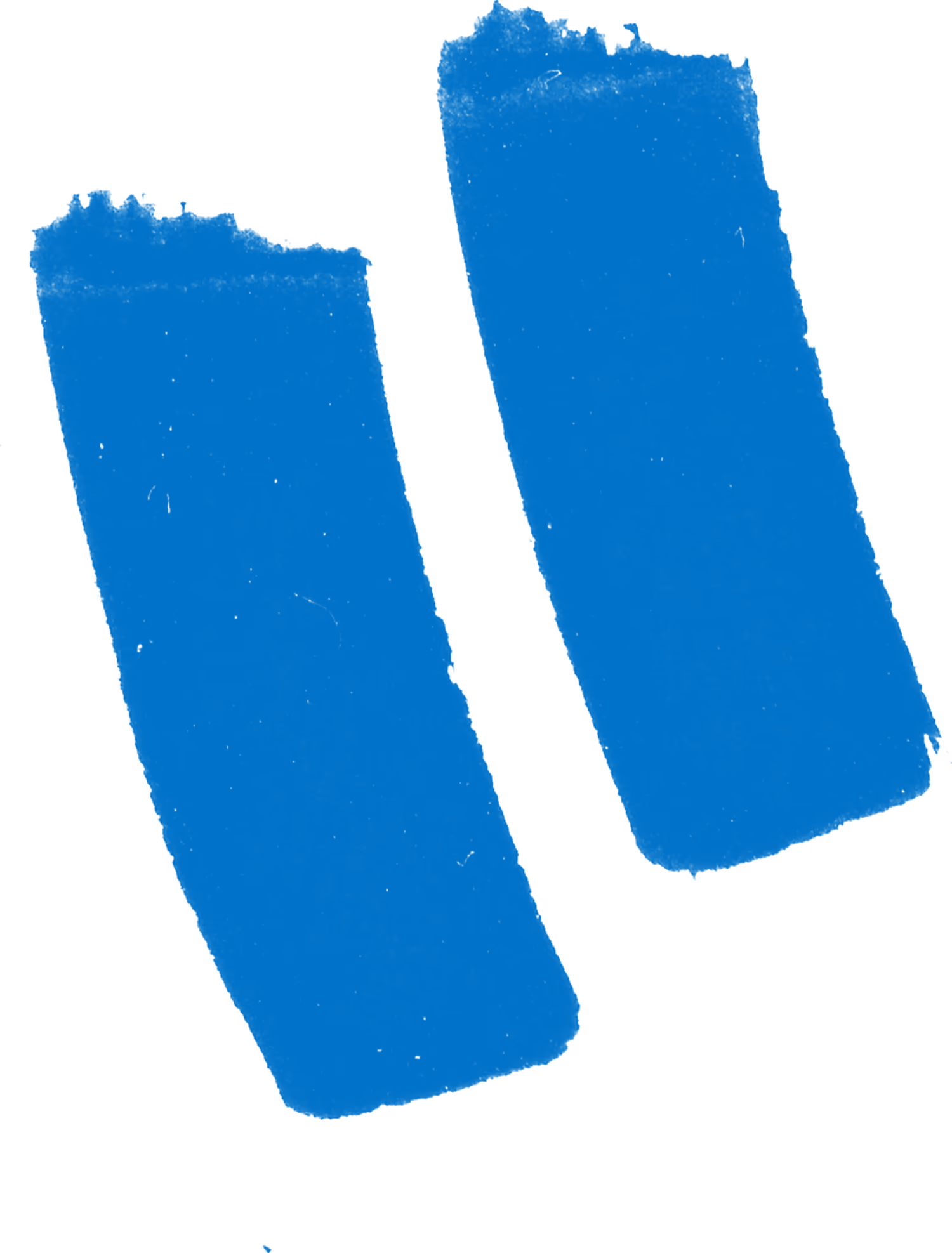 White quotation marks symbol centered on solid blue background.