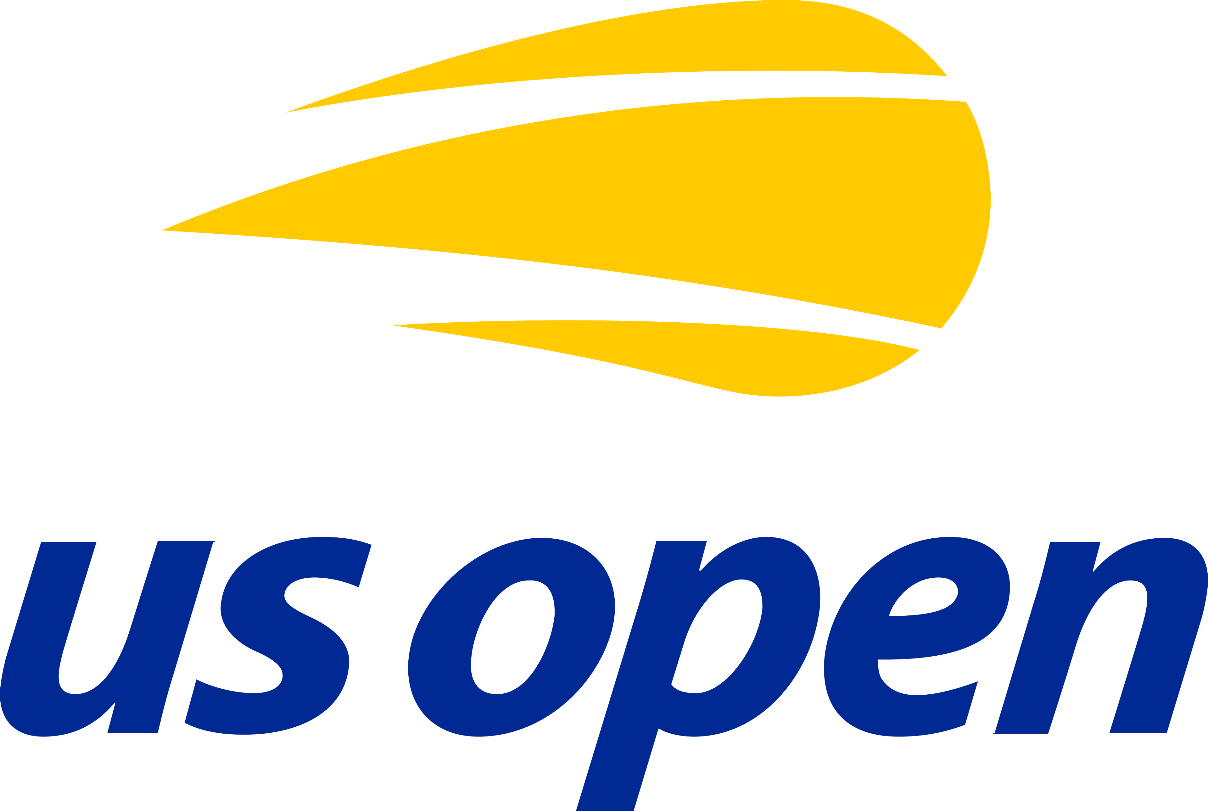 US Open logo featuring a stylized yellow tennis ball and blue 'us open' text.