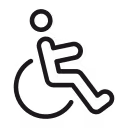 Icon of a person in a wheelchair symbolizing accessibility.