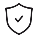 Outline of a shield with a checkmark inside, representing security or protection.