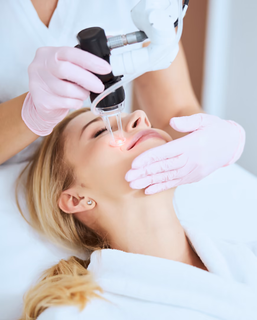 A person receiving dermatology services