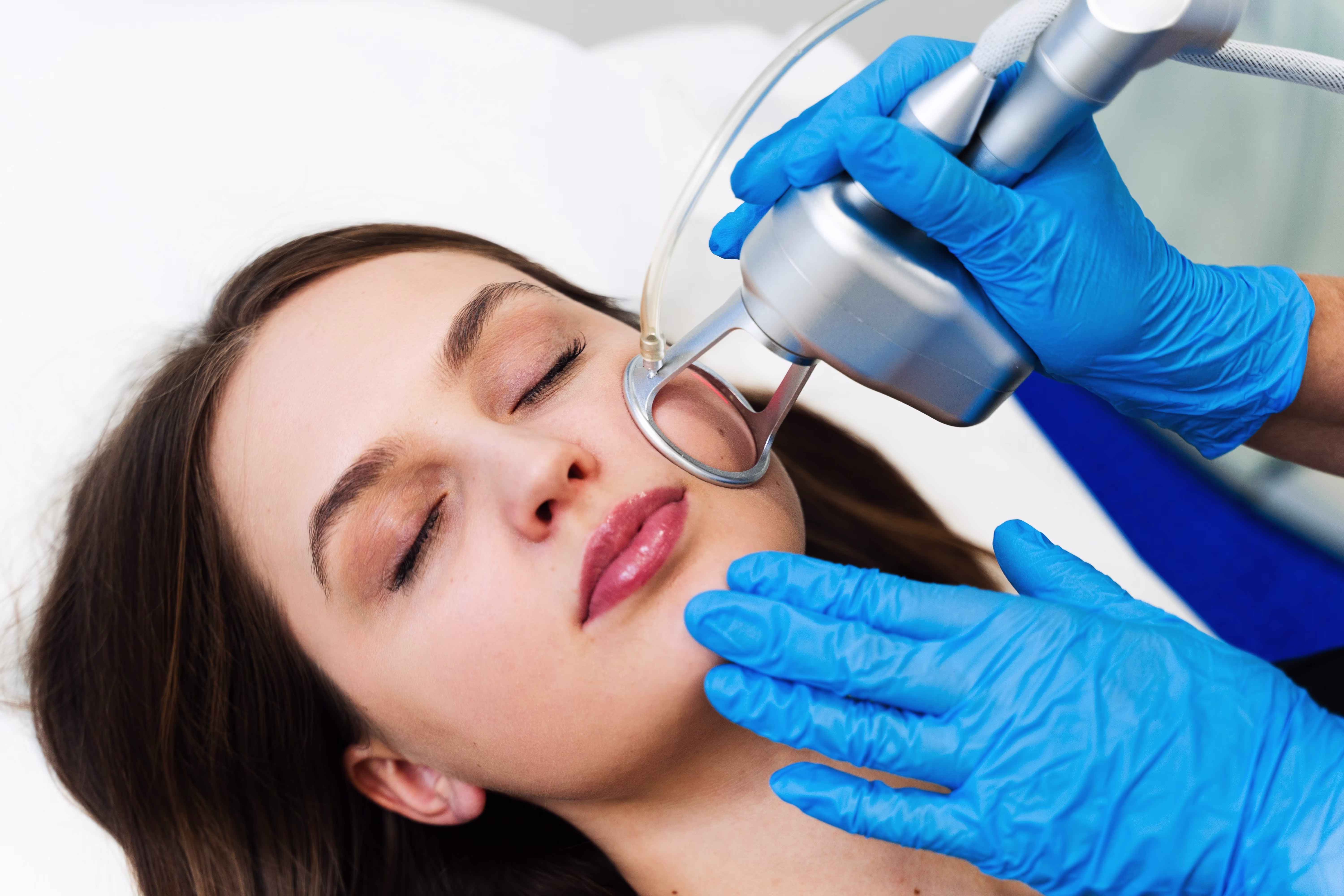 Professional cosmetic injection procedure performed by dermatologist"
