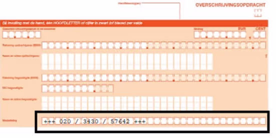 Illustration of a Belgian structured reference format used on NetSuite invoices and bills for SEPA-compliant payment reconciliation