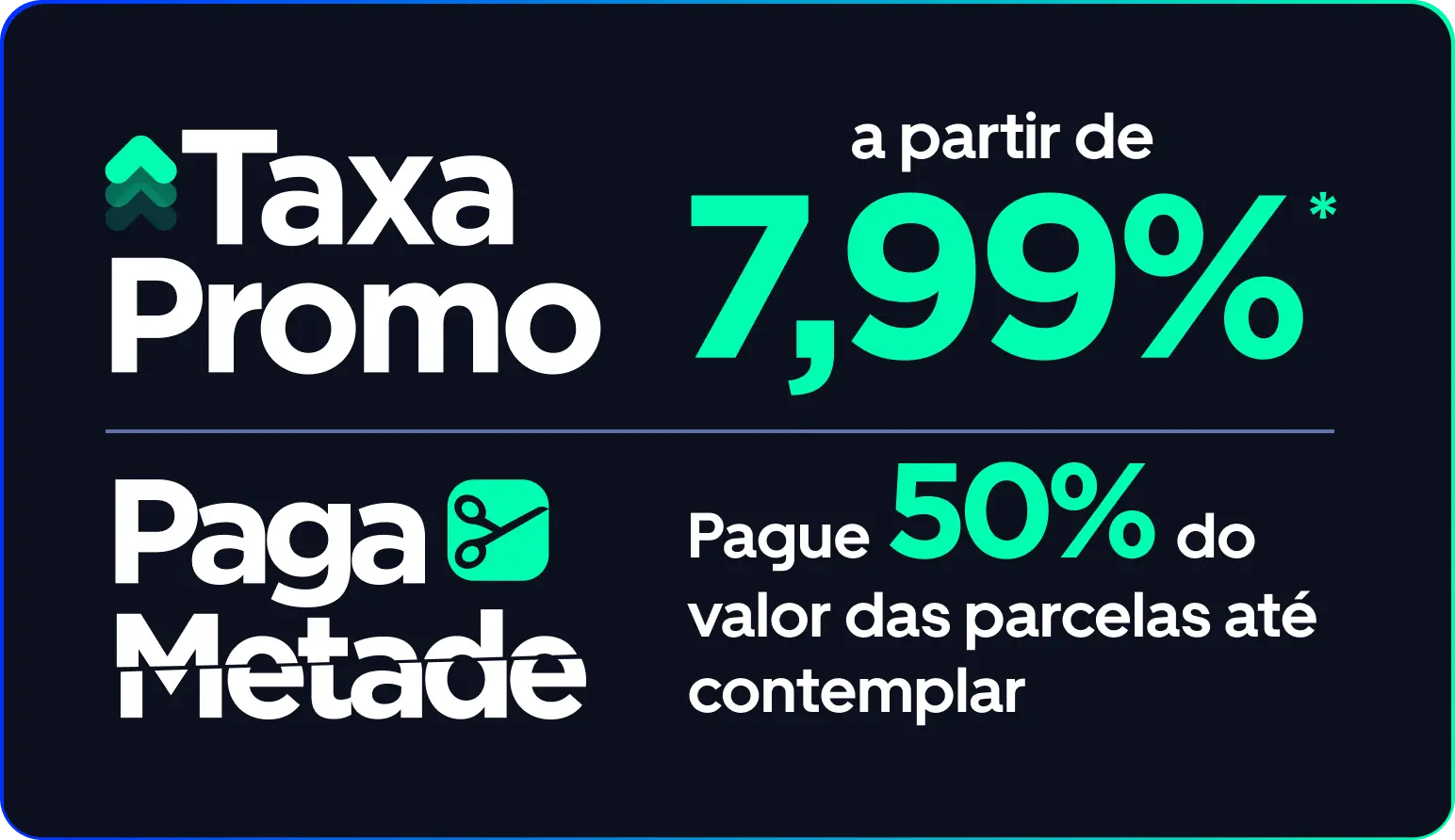 Oferta exclusiva da live: Taxa Promo + Paga metade até contemplar + Oferta surpresa para destravar na live