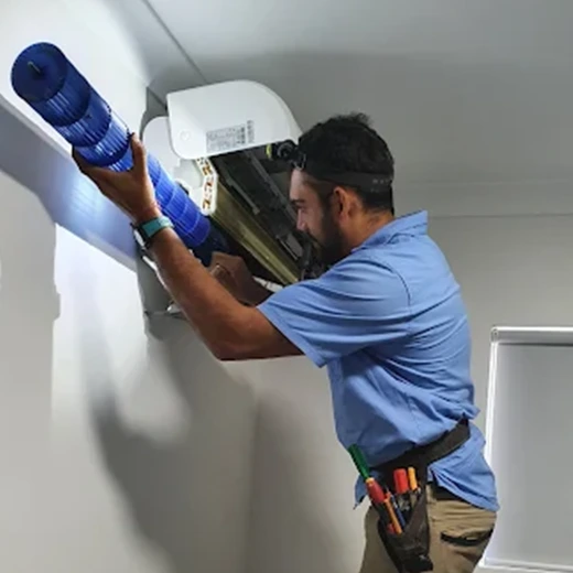 The external unit of a split system air conditioning system in Sydney.