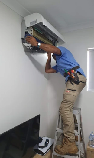 The external unit of a split system air conditioning system in Sydney.