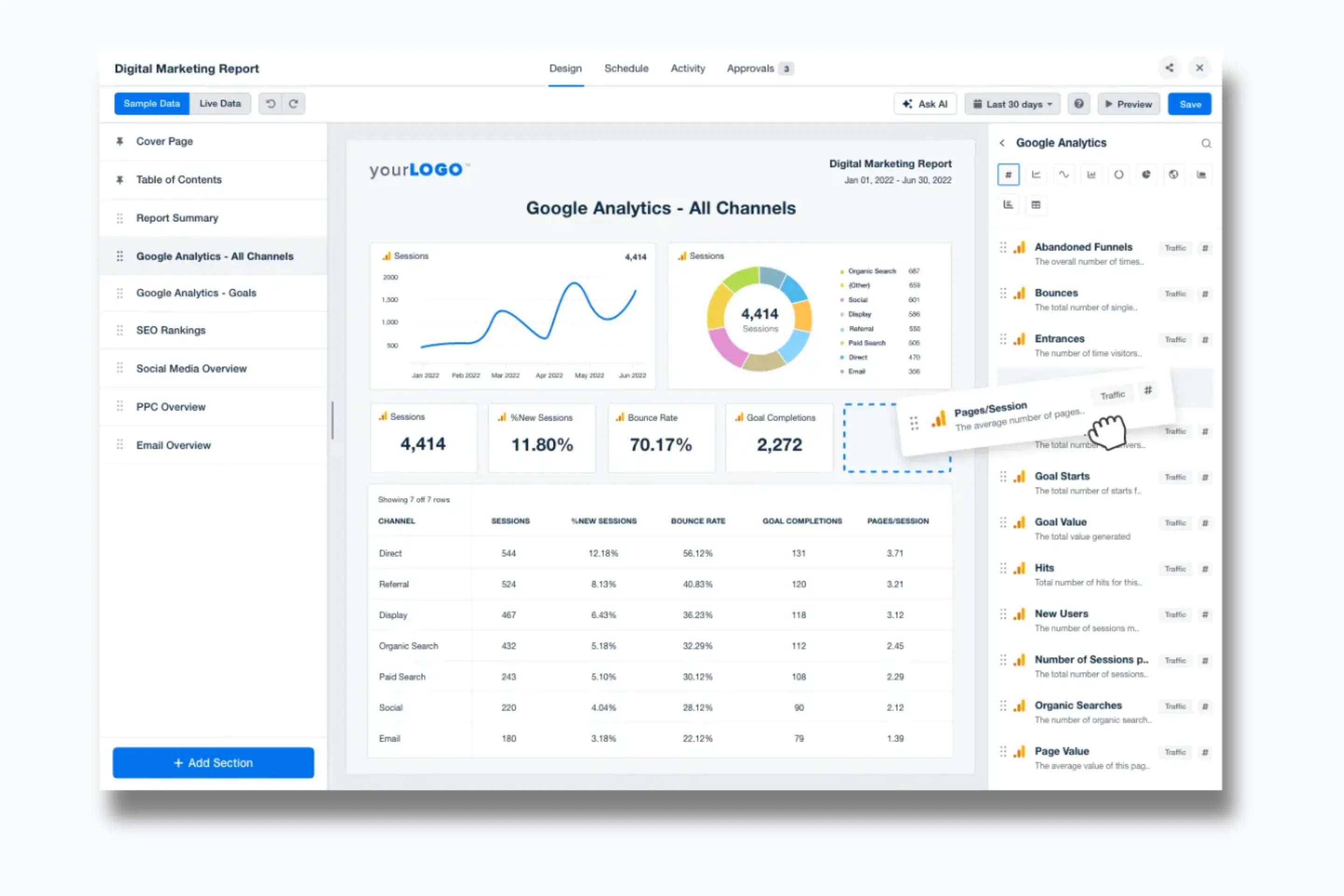 Dashboard mockup