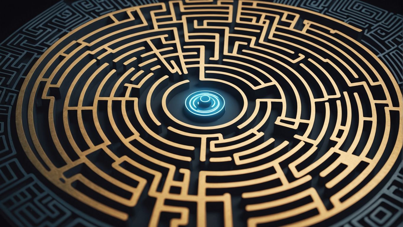 Magnet pulling users into a glowing maze.