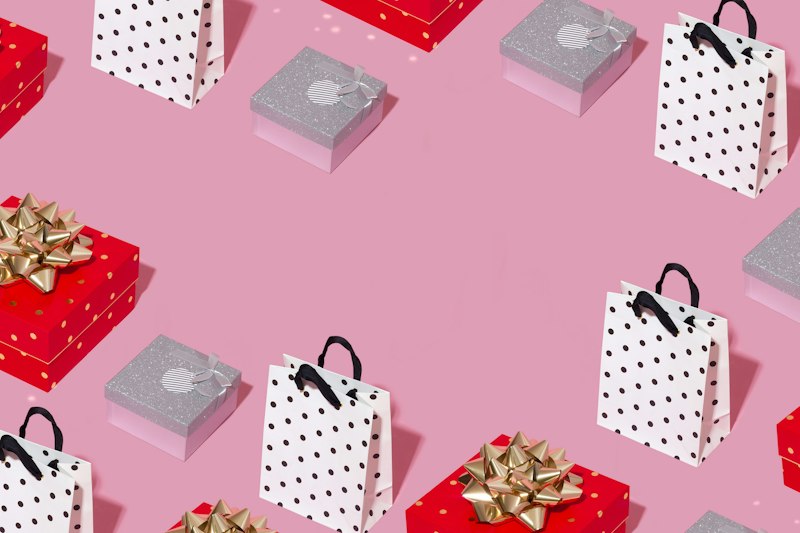 Wrapped gift boxes arranged for the Christmas gifting season