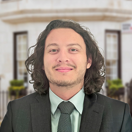 Portrait of Samuel Grankin, Paralegal at 'Belgravia Law', London.