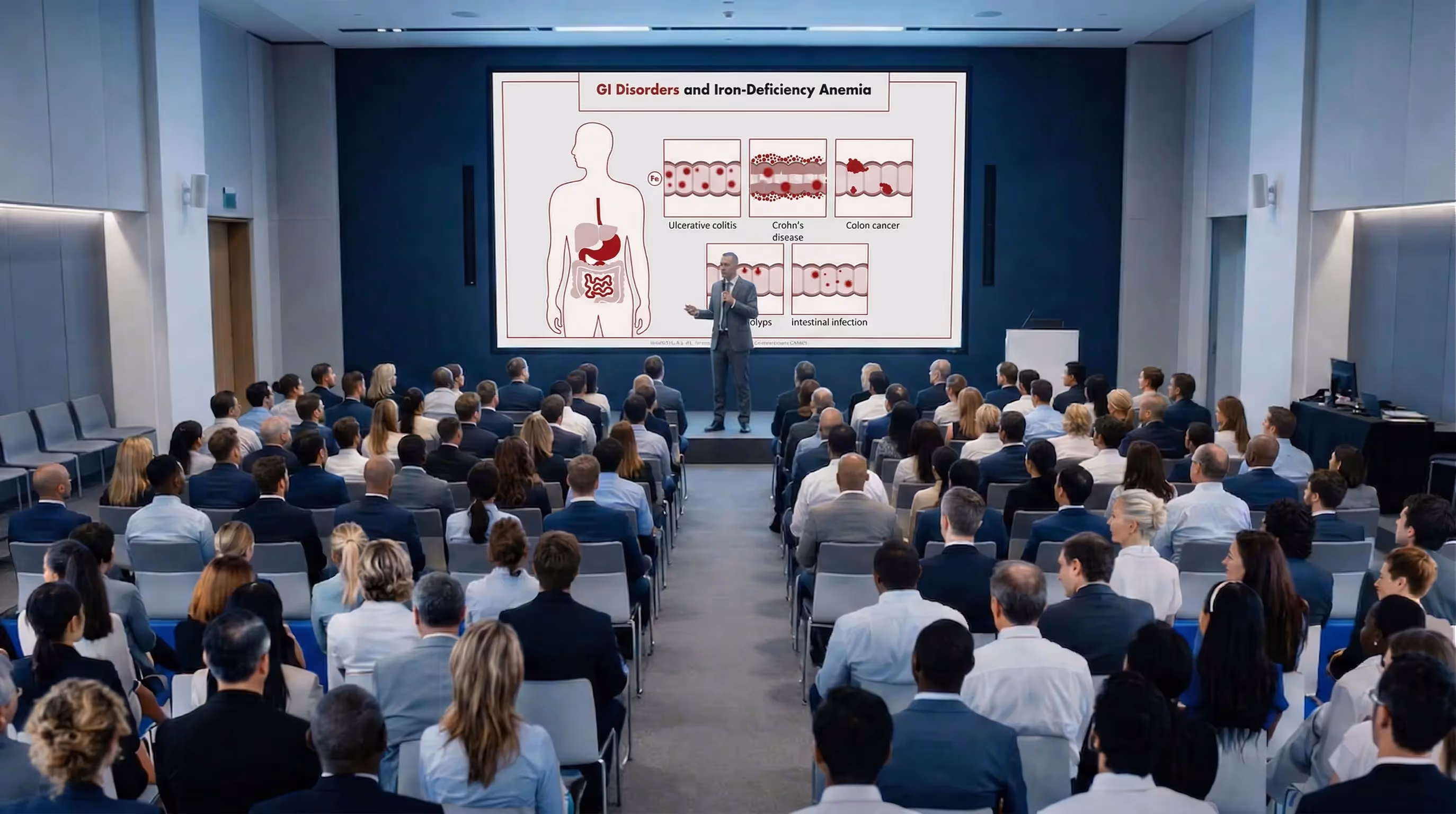 Medical conference presentation showing gastrointestinal causes of iron deficiency anemia