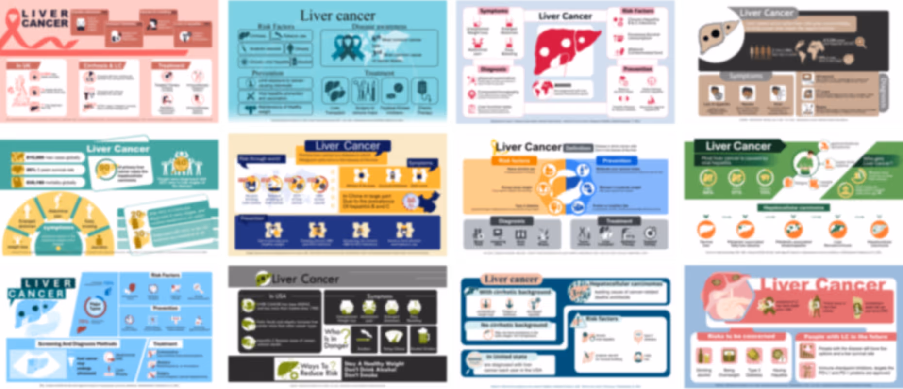 Liver cancer infographic slide deck example with data visuals, oncology diagrams, and presentation design