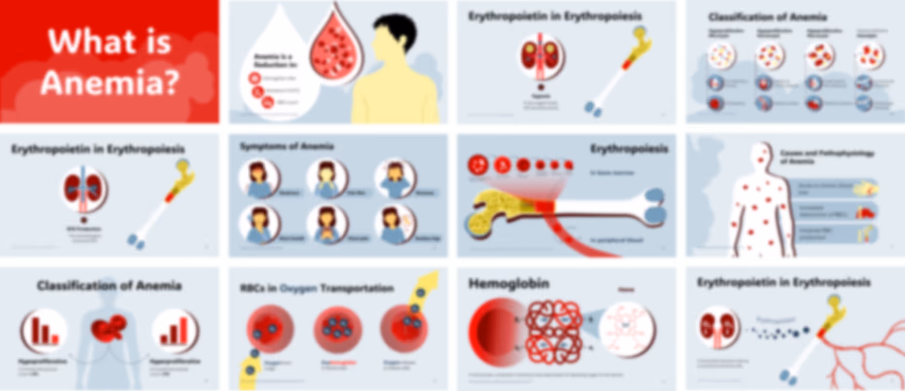 Ready-made introduction to anemia presentation slides with medical explanations and healthcare content
