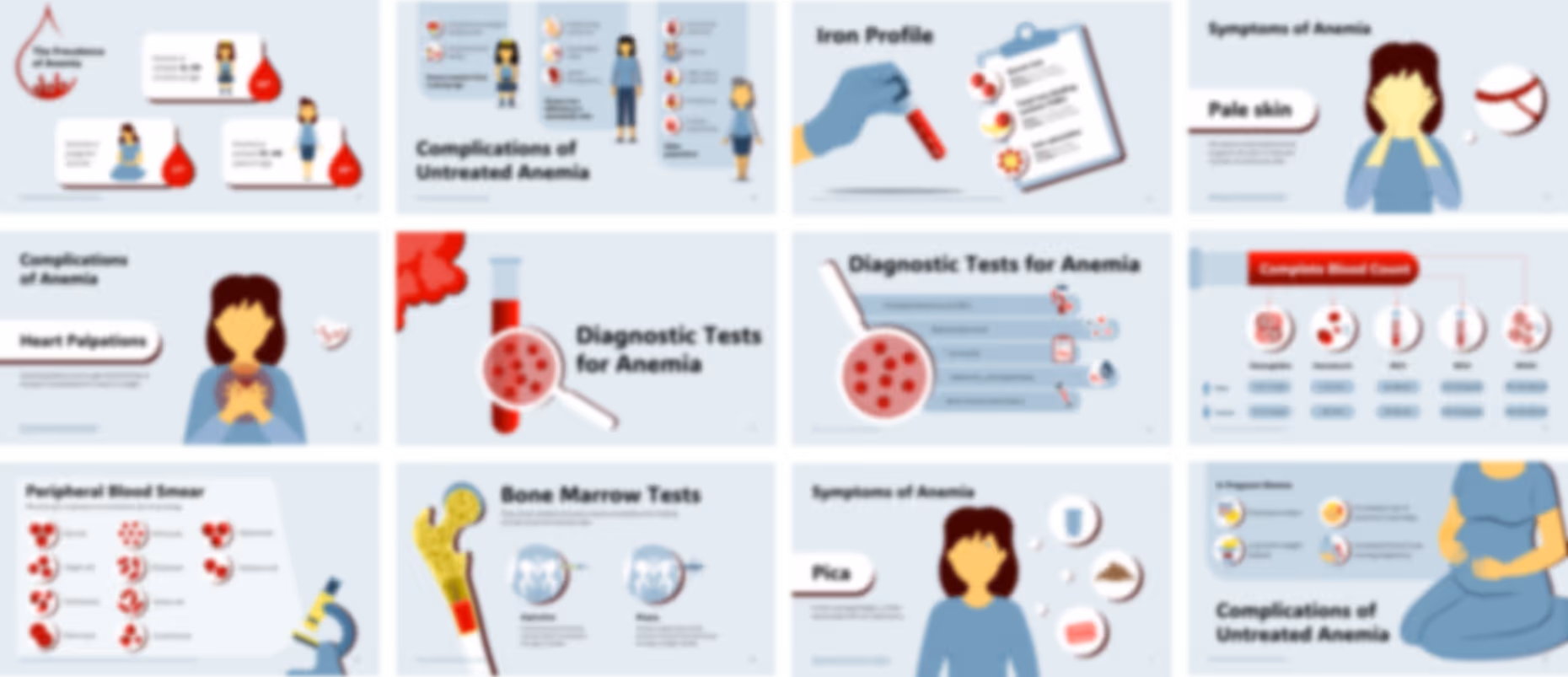 Ready-made clinical manifestations of anemia presentation slides with medical explanations and healthcare content