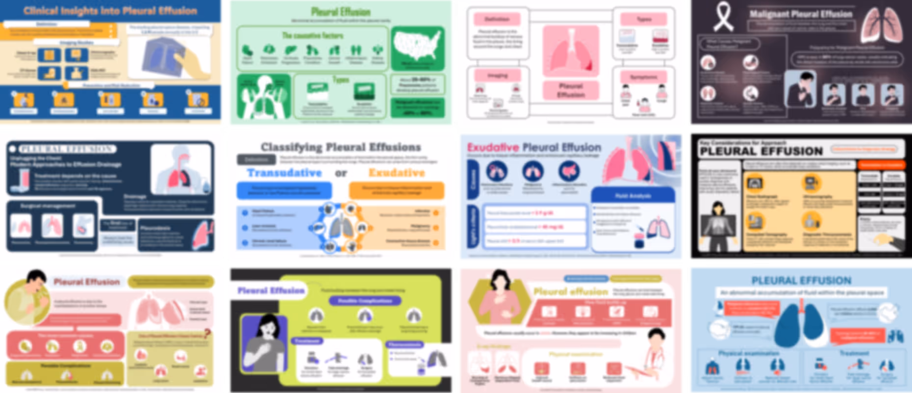 Pleural effusion infographic slide deck example with data visuals, respiratory diagrams, and healthcare presentation design