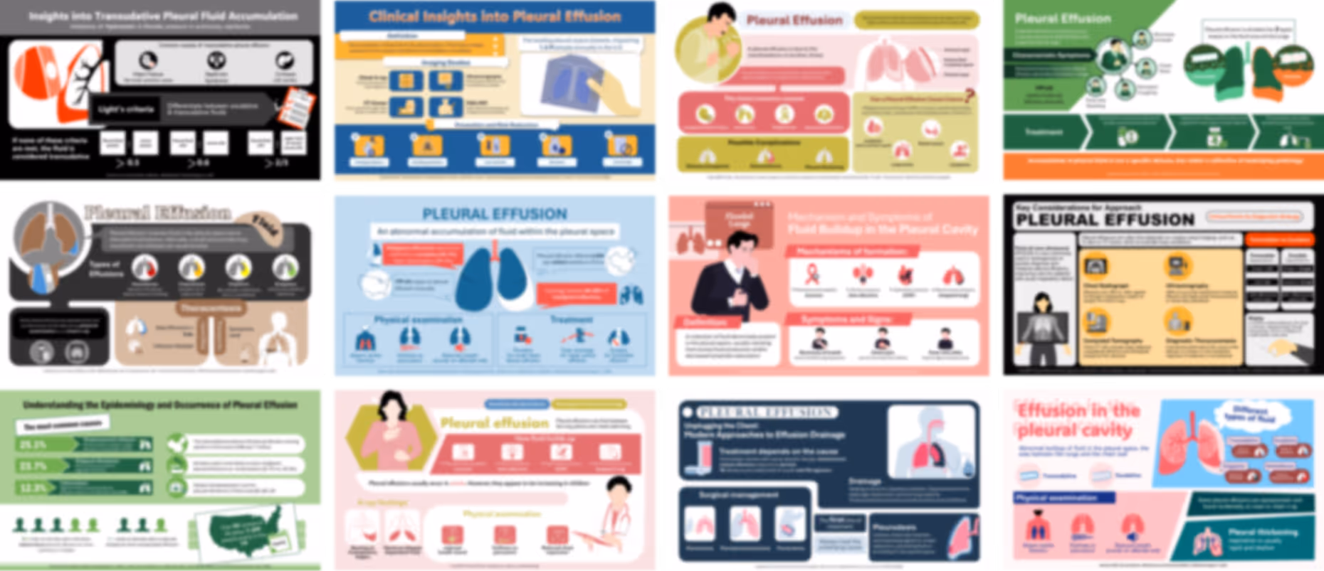 Ready-made pleural effusion PowerPoint infographics slides with medical charts, icons, and clinical explanations