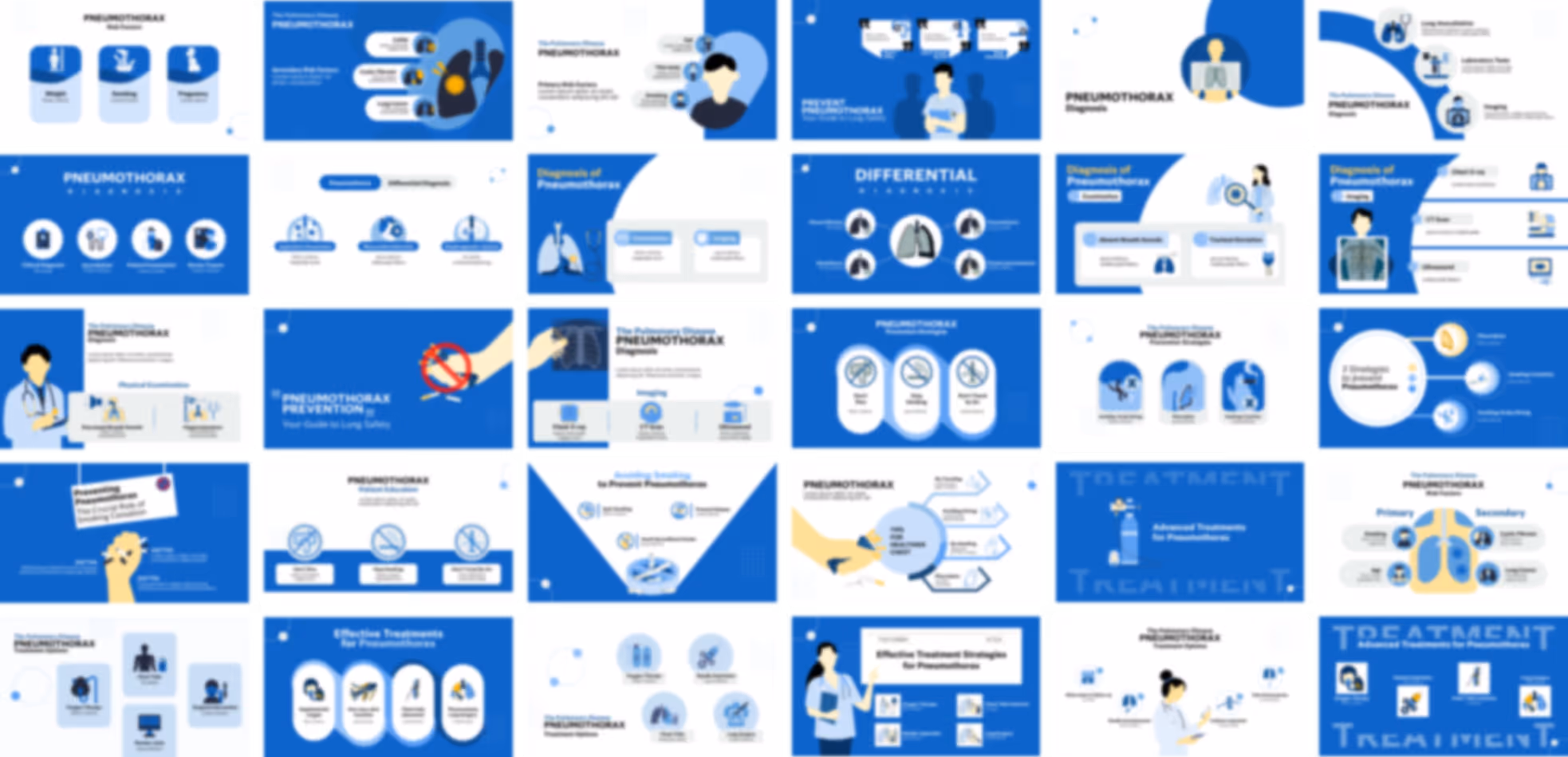 Pneumothorax PPT template example with customizable slides, diagrams, and clinical presentation design