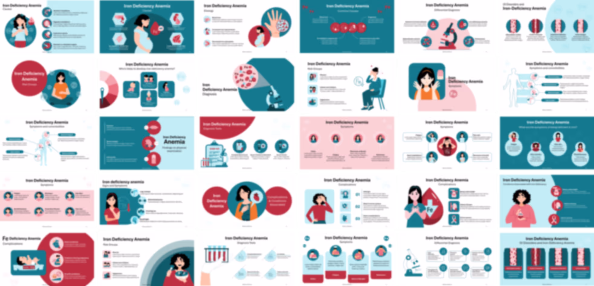 Iron deficiency anemia presentation template with modern layouts, medical graphics, and fully customizable slides