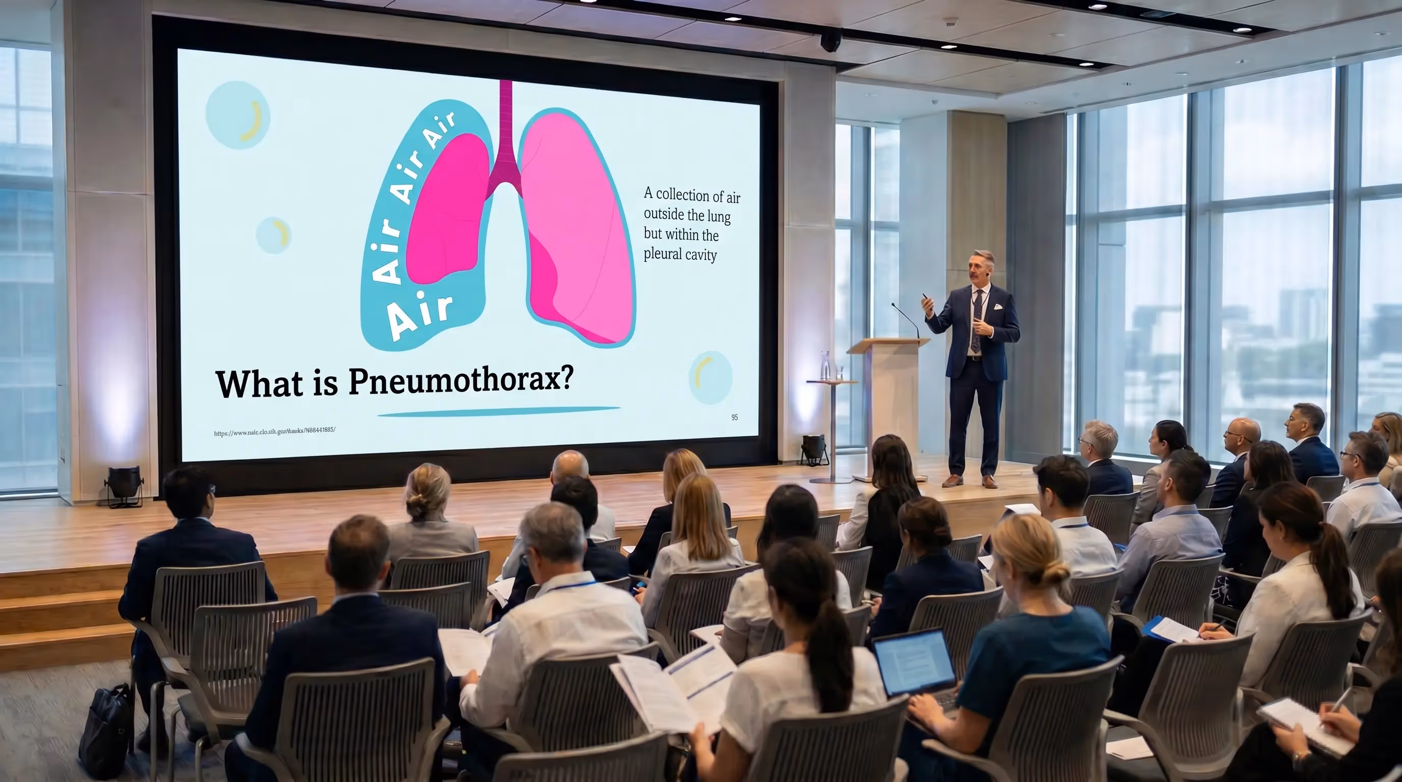 Pneumothorax introduction slide in a medical education session