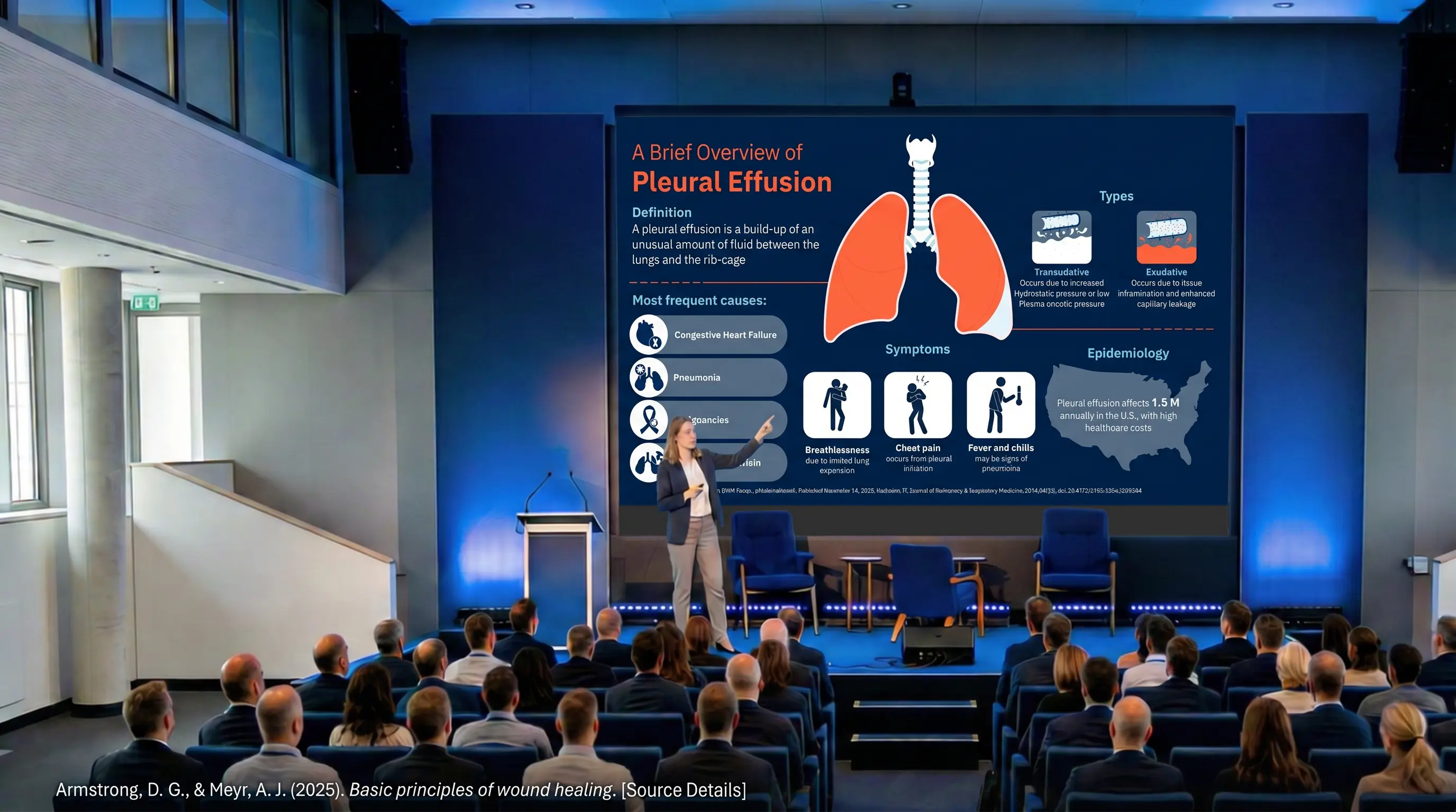 eady made pleural effusion medical infographic displayed during conference presentation