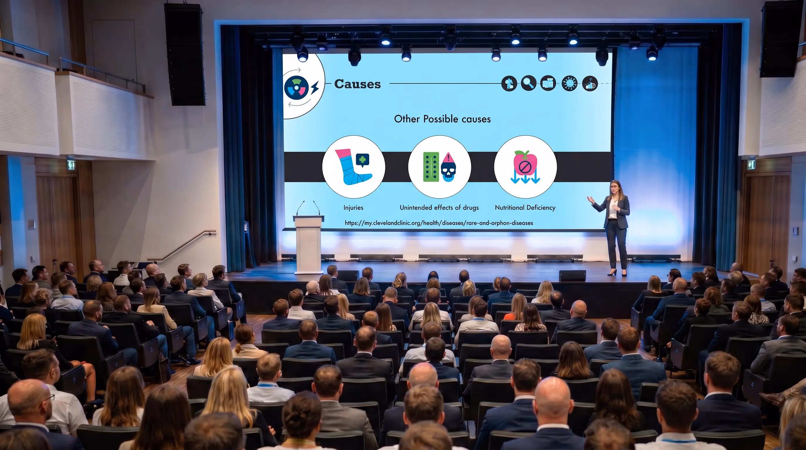 ready made rare diseases causes medical infographic presented at large conference