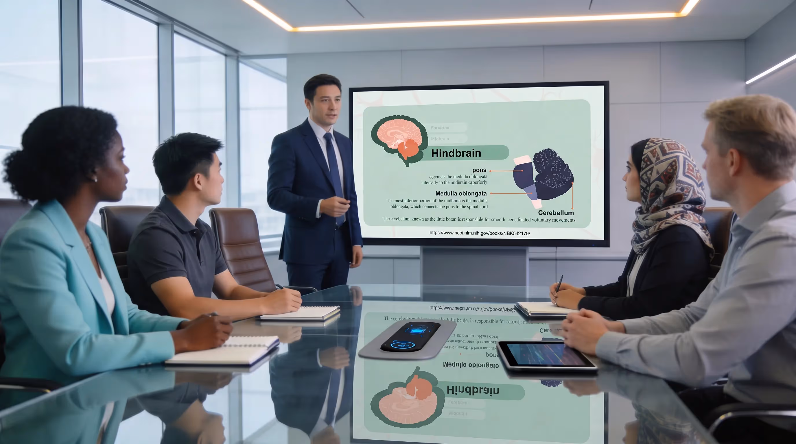 presentation showing hindbrain anatomy including cerebellum pons and medulla oblongata
