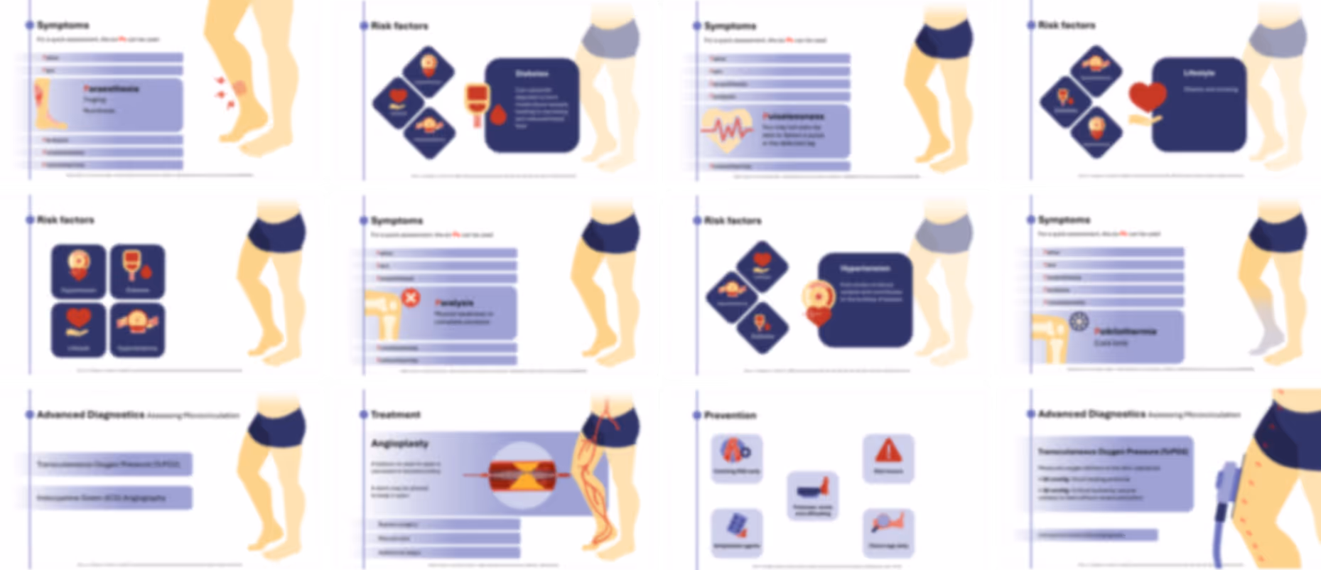 Ready-made arterial leg ulcer medical slide deck with clinical features, wound care management, and healthcare content
