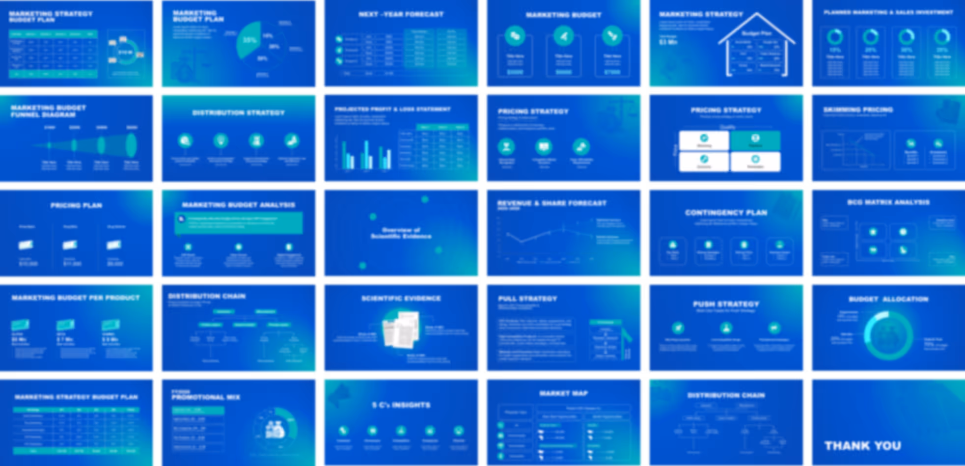 Pharmaceutical commercial strategy PowerPoint template with executive-style slides for sales strategy, revenue growth, market expansion, and competitive pharmaceutical planning