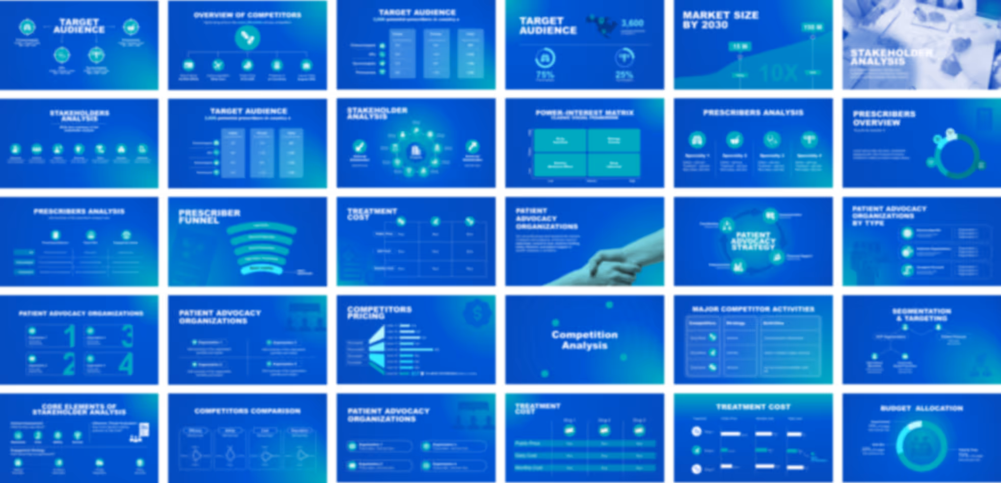 Pharmaceutical go-to-market PowerPoint template showcasing strategic presentation slides for product commercialization, customer targeting, channel planning, and launch execution.