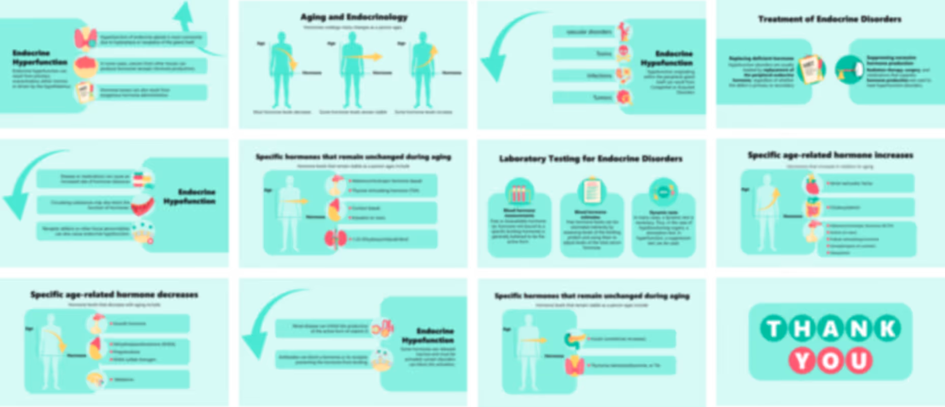 Pituitary gland medical presentation deck example with hormone pathway visuals and healthcare design