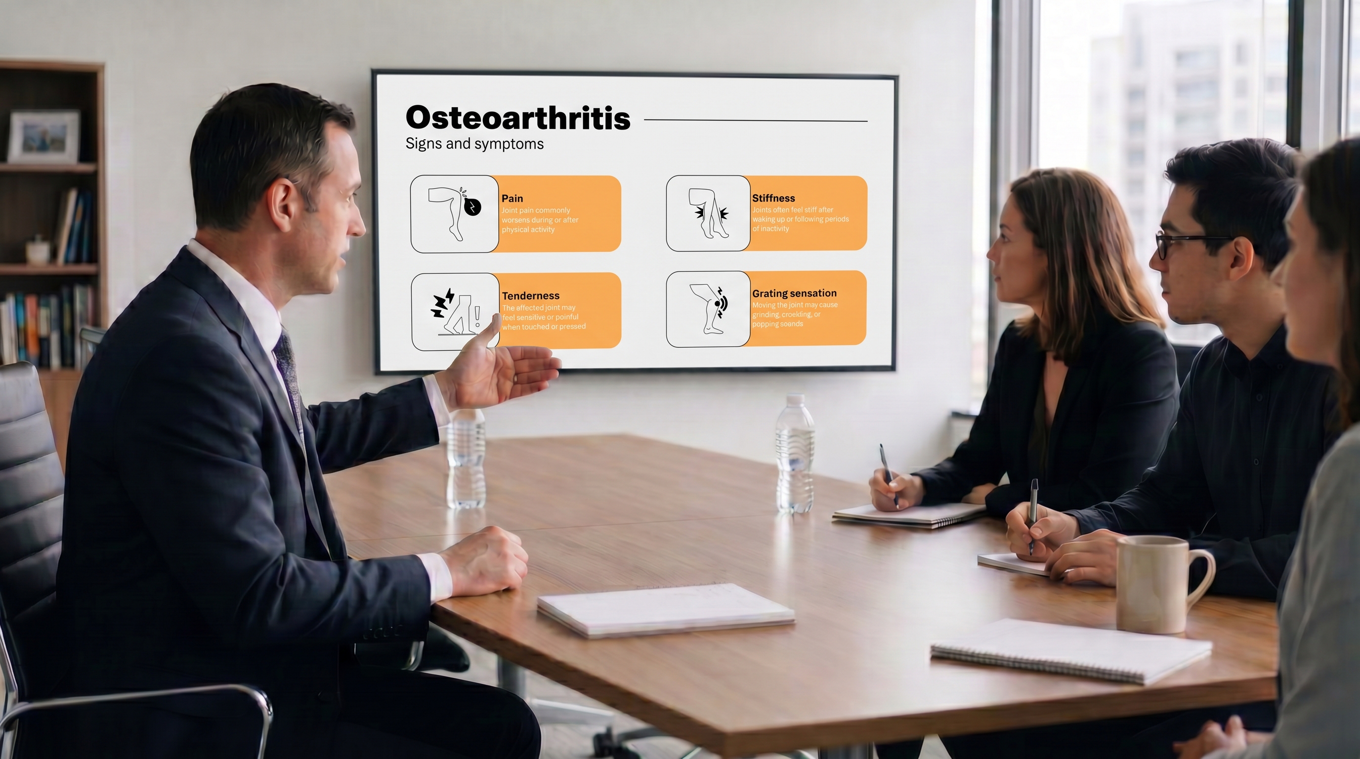 Osteoarthritis signs and symptoms slide template for medical education and clinical presentations
