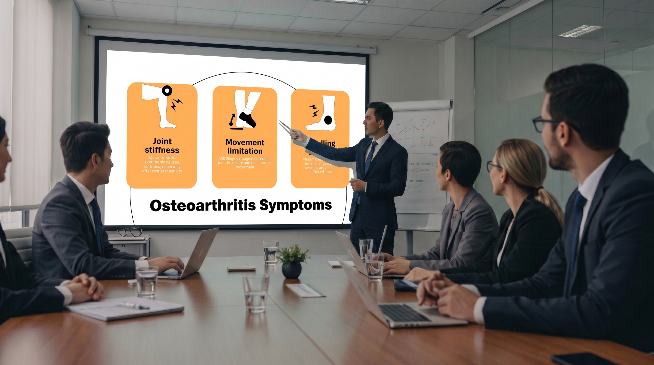 Osteoarthritis symptoms slide template for healthcare workshops and orthopedic training