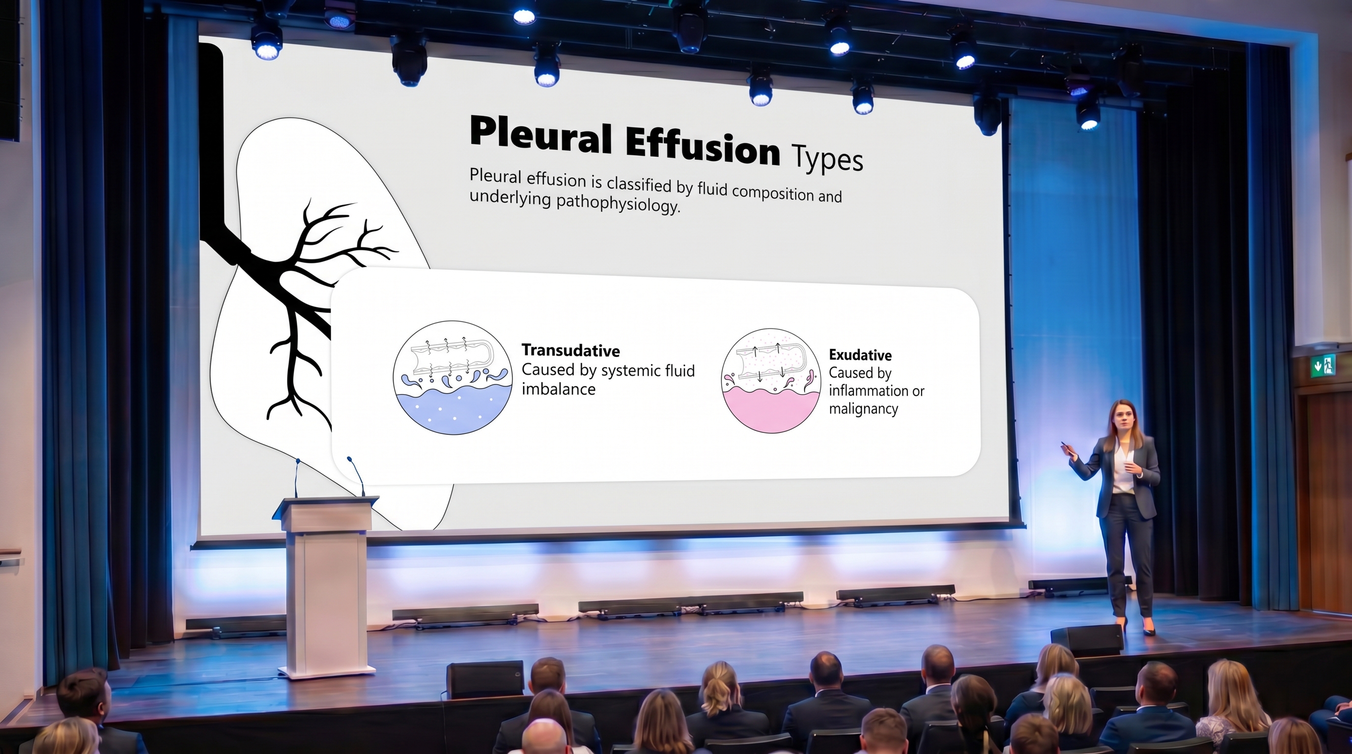 Pleural effusion types slide template for pulmonology conferences and respiratory disease education