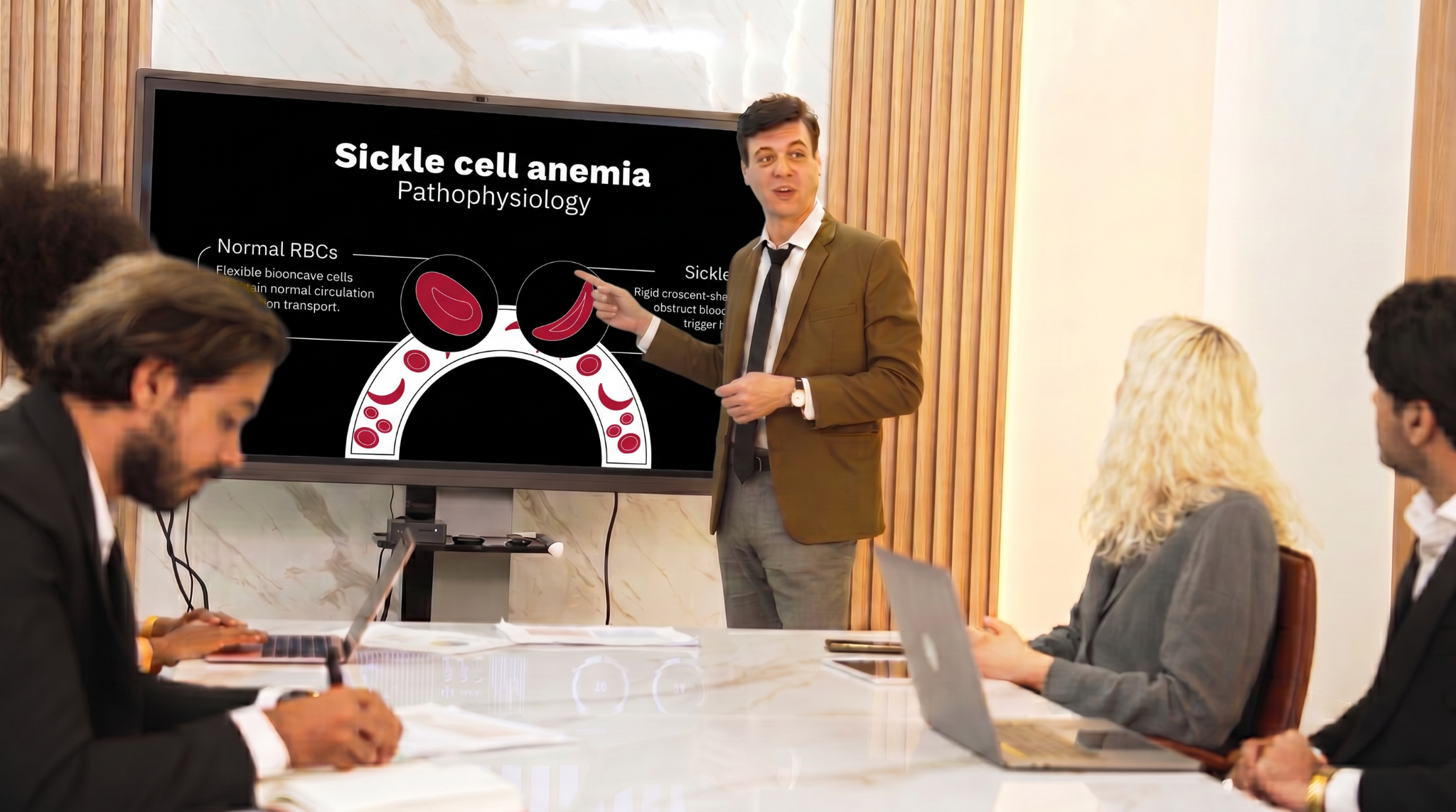 Sickle cell anemia pathophysiology slide template for healthcare workshops and hematology training sessions