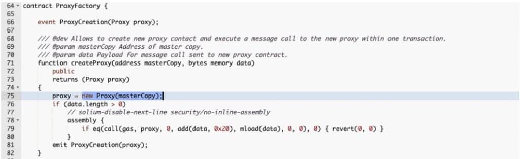 Gnosis Safe Proxy Factory smart contract code