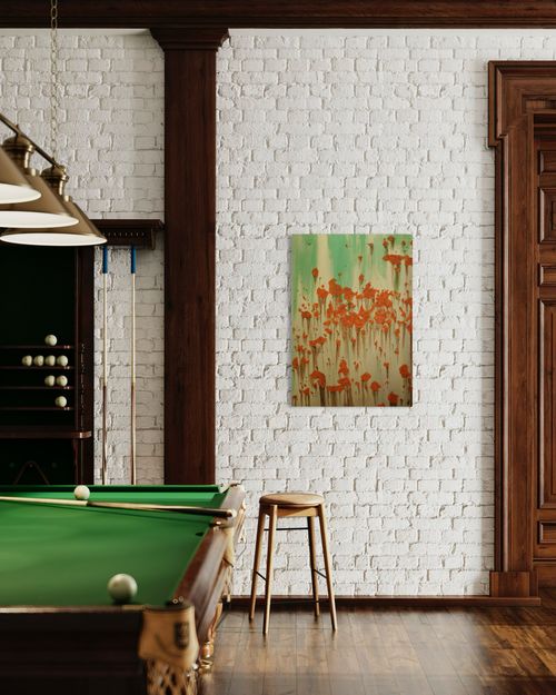 Rust painting by Zuzanna Rajewska in the classic interior with pool table