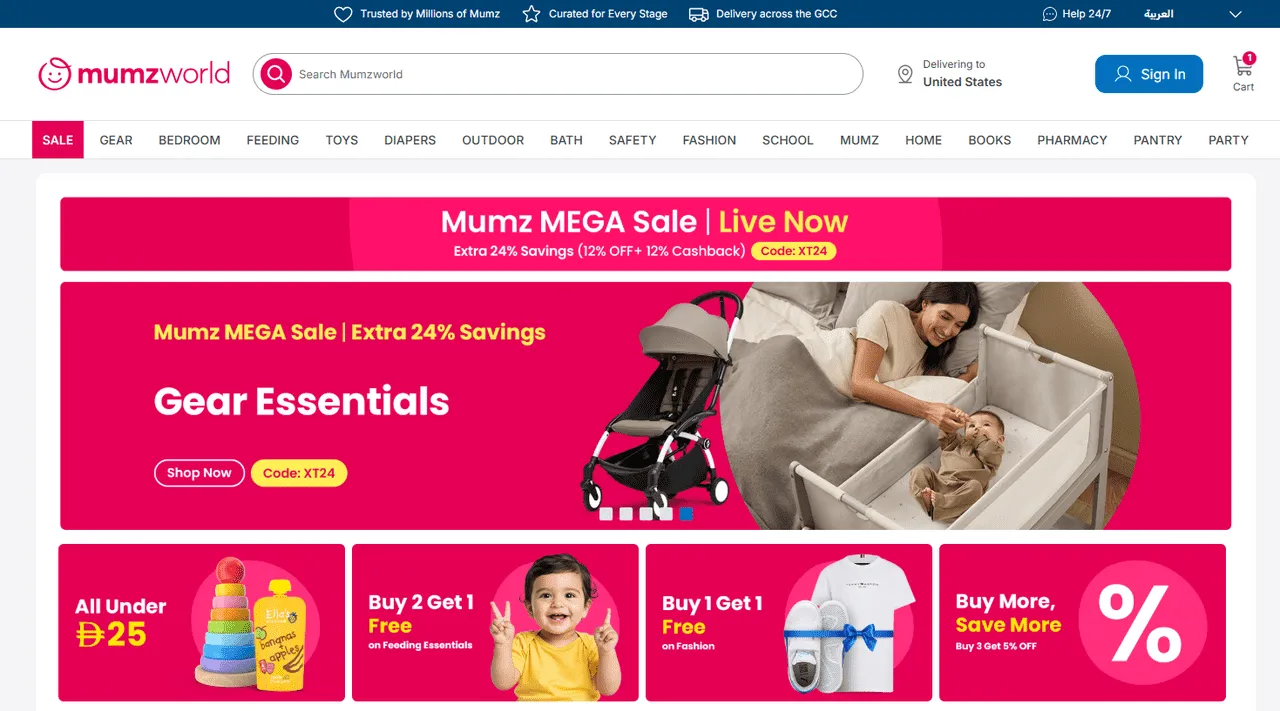 Use the website or app to log in to your Mumzworld account