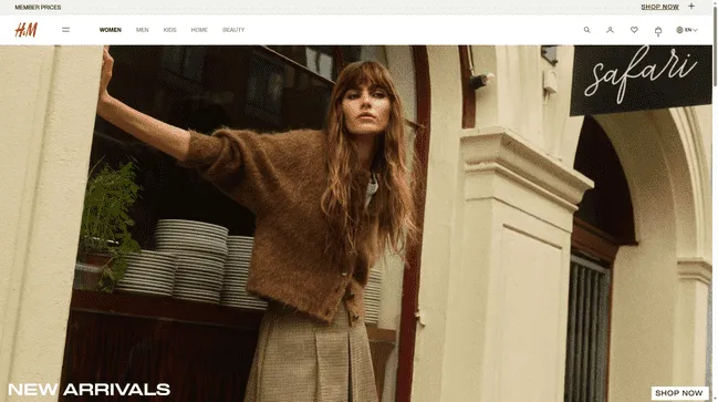 Open the H&M website or app and log in