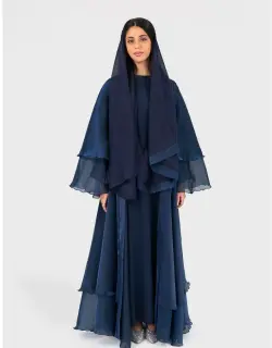 Dreamy Abaya for Women | Navy Bloom Floral Design | Modest Wear Long Abaya | Elegant & Flowy