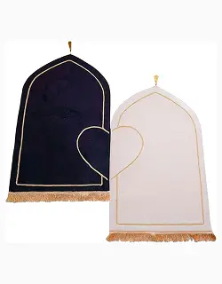 Velvet Premium Prayer Mat, Anti-Slip, Dome Style, Thick Padded, سجادة صلاة إسلامية With Bag (Pack of 2)