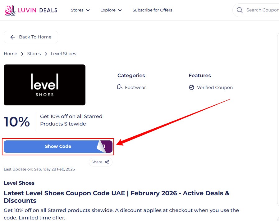 level shoes uae promo code