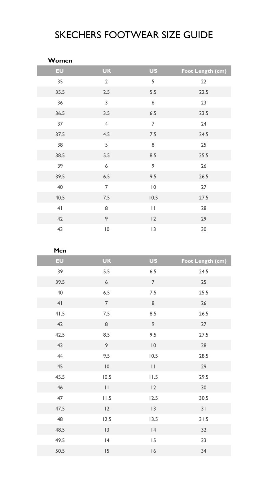 6th Street Size Guide for Men Shoes