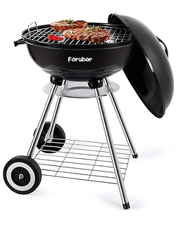 Portable Charcoal BBQ Grill with Wheels – Black