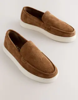Tan Brown Suede Loafers